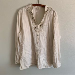 Craftwear Beaded Embellishing Cotton Blouse sz L